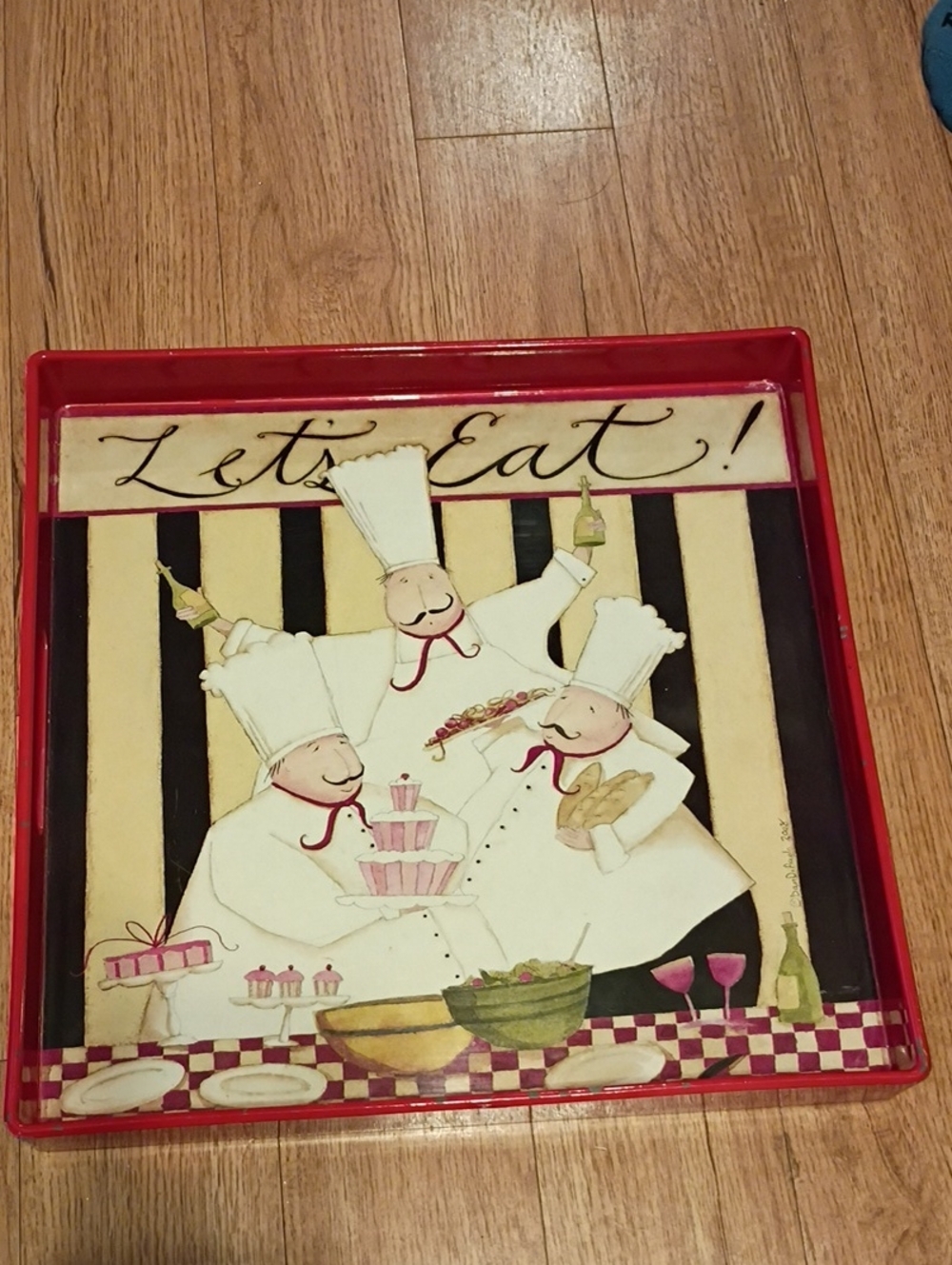 Chef Illustration Serving Tray - Red